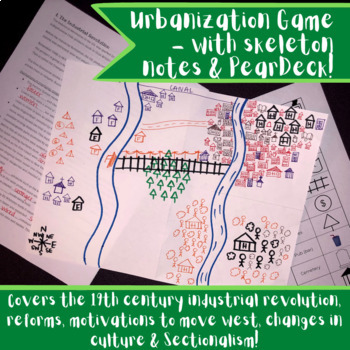 Preview of Urbanization Game with skeleton notes! 19th century Industrial Revolution