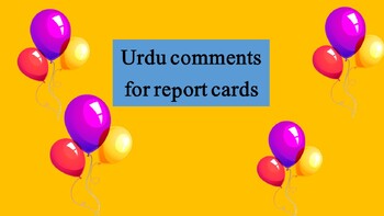 Preview of Urdu comments for report cards