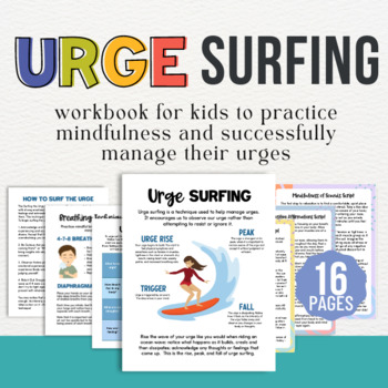 Preview of Urge Surfing Middle High School Counseling Worksheets Workbook Mindfulness SEL