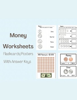 Preview of Us Coins and Dollars: Money Worksheets, Posters, Flashcards