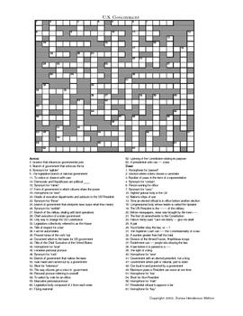 Government Crossword Worksheets Teaching Resources Tpt