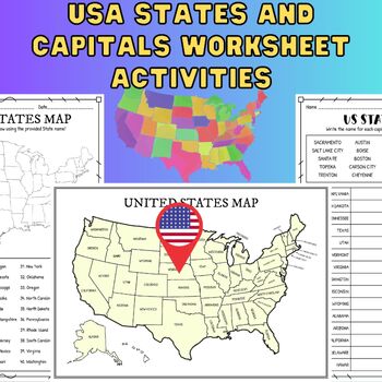 Usa States and Capitals Worksheet activities by Artnoy | TPT