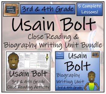 Preview of Usain Bolt Close Reading & Biography Bundle | 3rd Grade & 4th Grade
