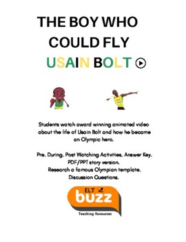 Preview of Usain Bolt. The Boy Who Learned To Fly. Research. Video. Olympics. ELA. ESL. EFL