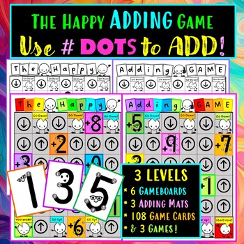Preview of Use Number DOTS to Touch, Learn, & Play - "The Happy ADDING Game" - 3 Levels