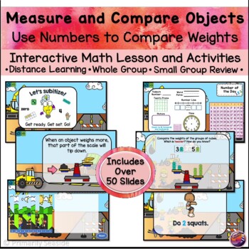 Preview of Use Numbers to Compare Weights *INTERACTIVE PowerPoint Math Lessons* DIGITAL*