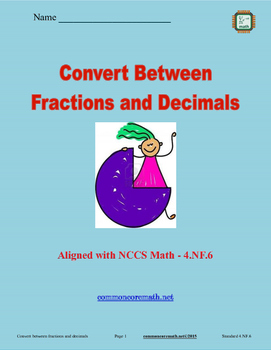 Preview of Use Place Value to Convert Decimals and Fractions - 4.NF.6