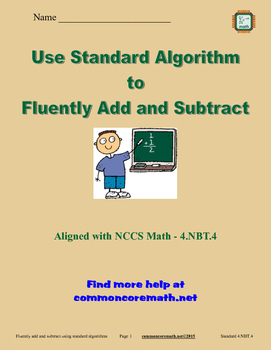 Preview of Use Standard Algorithm to Fluently Add and Subtract - 4.NBT.4