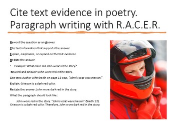 Preview of Use Text Evidence to Answer Questions from Poetry and Write a Paragraph