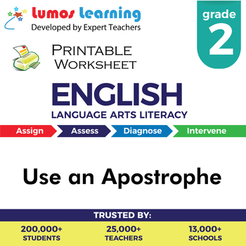 Preview of Use an Apostrophe Printable Worksheet, Grade 2