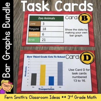 Preview of Use and Make Bar Graphs Task Cards Bundle