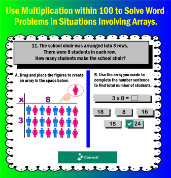 Preview of Use multiplication within 100 to solve word problems involving arrays.