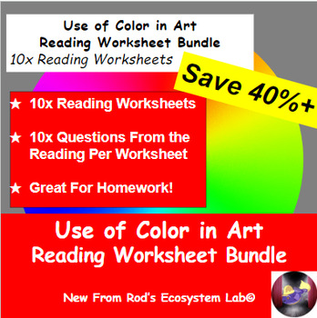 Preview of Use of Color in Art Reading Worksheet Bundle **Editable**