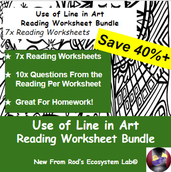 Preview of Use of Line in Art Reading Worksheet Bundle **Editable**