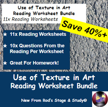 Preview of Use of Texture in Art Reading Worksheet Bundle **Editable**