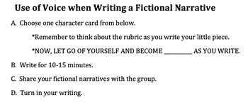 Preview of Use of Voice when Writing a Fictional Narrative