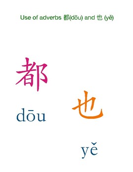 Preview of Use of adverbs 都dōu and  也yě