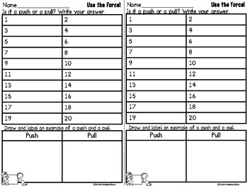 Use the Force! | Push & Pull Force and Motion Task Card Activity Pack