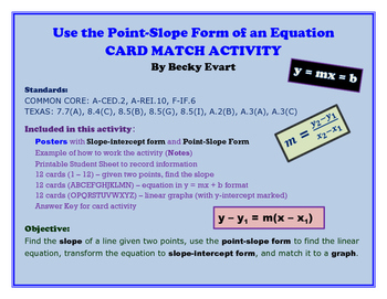 Preview of Use the Point-Slope form on a Linear Equation with Posters