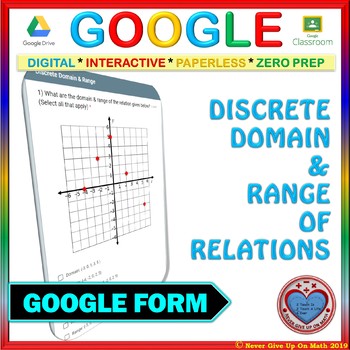 Preview of Use with Google Forms: Discrete Domain & Range of Relations