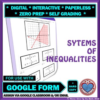 Preview of Use with Google Forms: Solve Systems of Inequalities Quiz or Hw