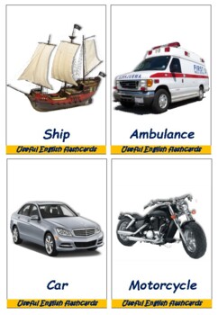 Preview of Useful English flashcards - Means of transportation - Vehicles
