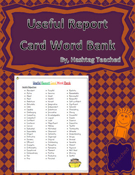 Preview of Useful Report Card Word Bank (FREEBIE)