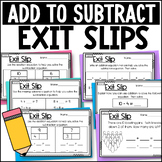 Using Addition to Subtract Exit Slips Exit Tickets Assessm