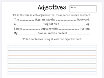 Preview of Using Adjectives in a Sentence