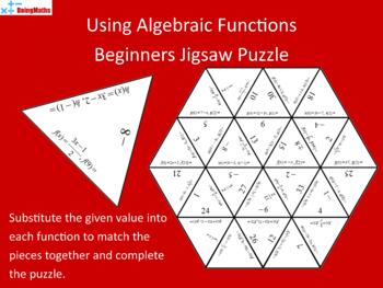Preview of Using Algebraic Functions Beginners Jigsaw Puzzle - Algebra Practice