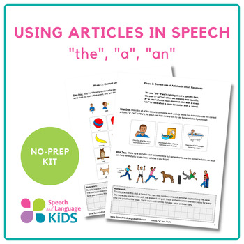 Preview of Using Articles in Speech: "the", "a", "an" | Speech/Language Therapy No-Prep Kit