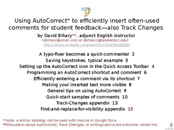 Preview of Using Autocorrect to efficiently insert often-used comments for student feedback