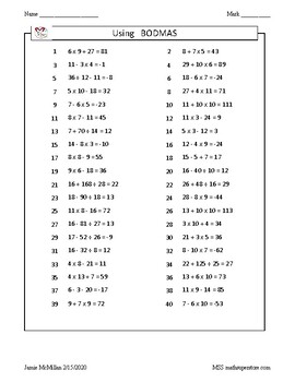 using bodmas bidmas order of operations by