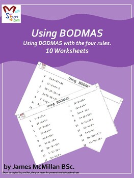 Preview of Using BODMAS BIDMAS (Order of operations)