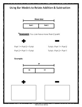 Preview of Using Bar Models to Relate Addition and Subtraction Fill-In Resource