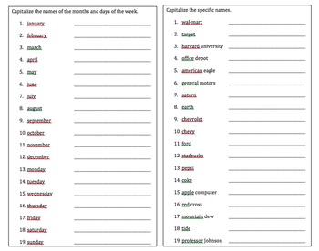 Using Capital Letters: Task Cards & Practice Sheets | TpT