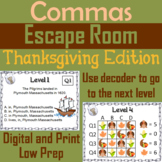 Using Commas Activity: Thanksgiving Escape Room ELA