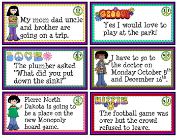 Commas Game - 60 Task Cards / Answer Keys / Game Board / Wall Chart by CSL