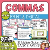 Comma Task Cards - Multiple Choice - Print or Digital with Easel and Google Apps