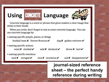 Using Concrete Language – Common Core Writing PPT + Printables bundle