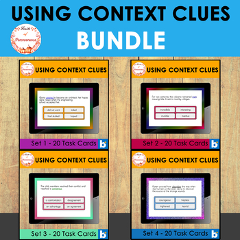 Preview of Context Clues Vocabulary Strategy Boom Cards™ Bundle | Practice Task Cards