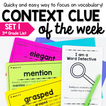 Preview of Context Clues Worksheets and Task Cards for 3rd Grade