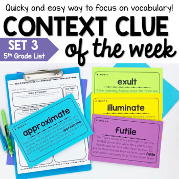 Preview of Context Clues Worksheets and Task Cards for 5th Grade