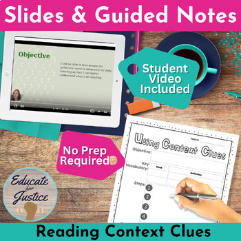Preview of Using Context Clues- Guided Notes, Teaching Slides & Video Lesson for Reading