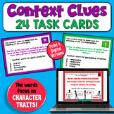 Context Clues to Define Character Traits Task Cards: Pract