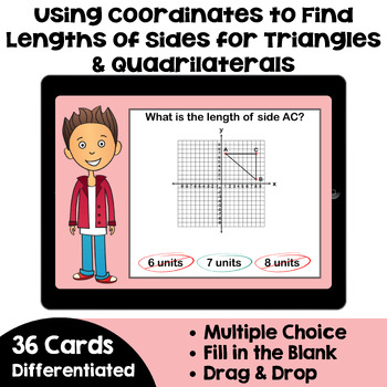 Preview of Using Coordinates to Find Lengths of Sides for Triangles & Quadrilaterals Boom