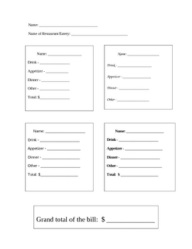 Preview of Using Decimals in a Restaurant