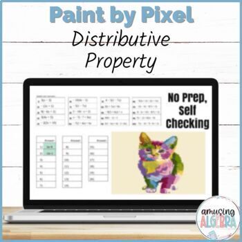 Preview of Using Distributive Property to Simplify Algebraic Expressions DIGITAL Pixel Art