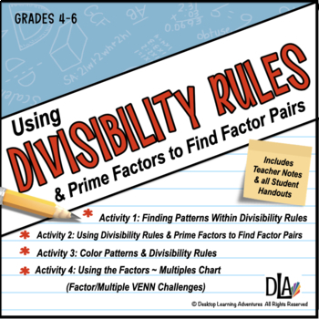 Preview of Divisibility Rules with Prime Factors to Find Factor Pairs Activities