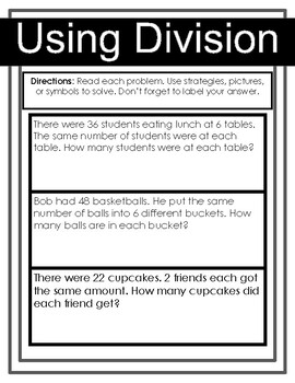 Using Division- Story problems for division by Thinking and living ...